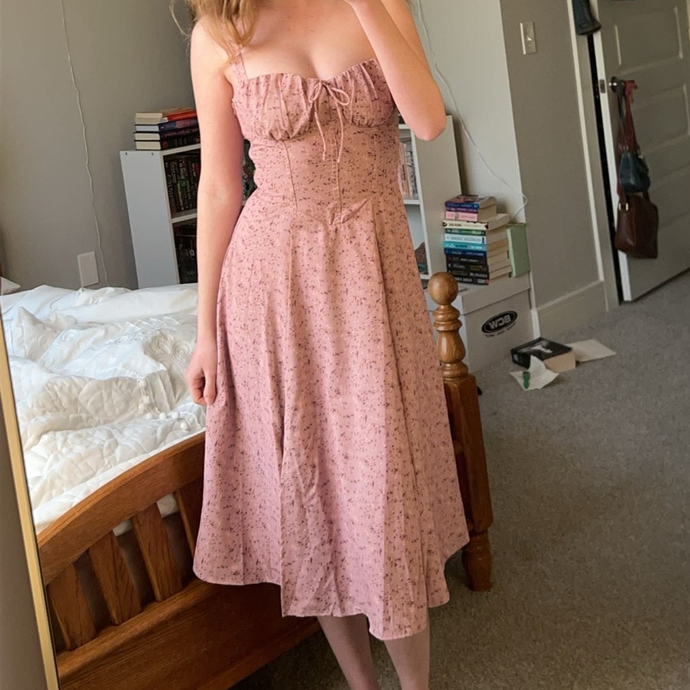 Stylish Corset Floral Mid Length Summer Dress